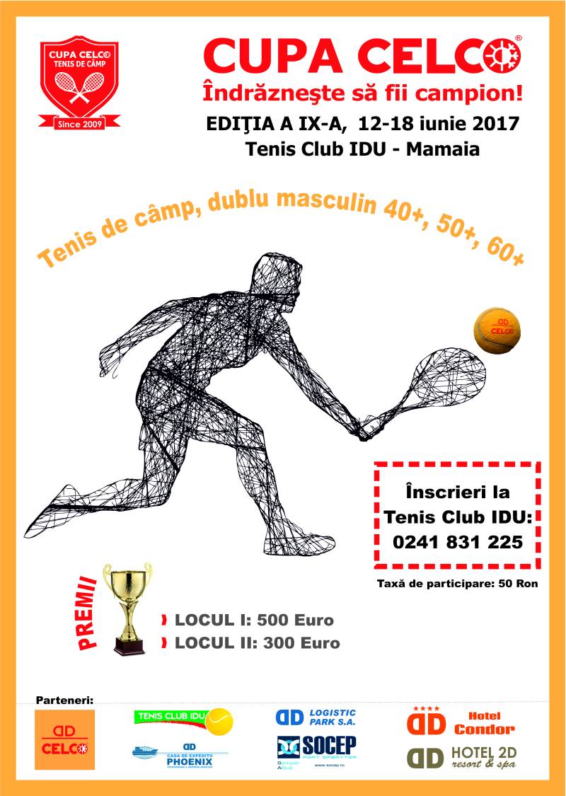 Cupa CELCO de Tenis de Câmp pentru veterani, ed. a IX-a, începe pe 12 iunie în Mamaia